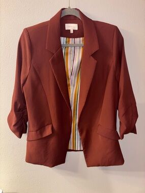 Skies Are Blue Rust Open-Front Blazer Jacket